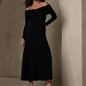 Banana Republic Salome Midi Sweater Dress Long Sleeve Black Women X-Small NWT